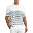 thumbnail image 1 of Camiseta Polo de Rayas INSPIRE CHIC para Hombre, Corte Regular, Manga Corta, Botones, Cuello, Camisetas de Golf, 2XL, Blanca, 1 of 1