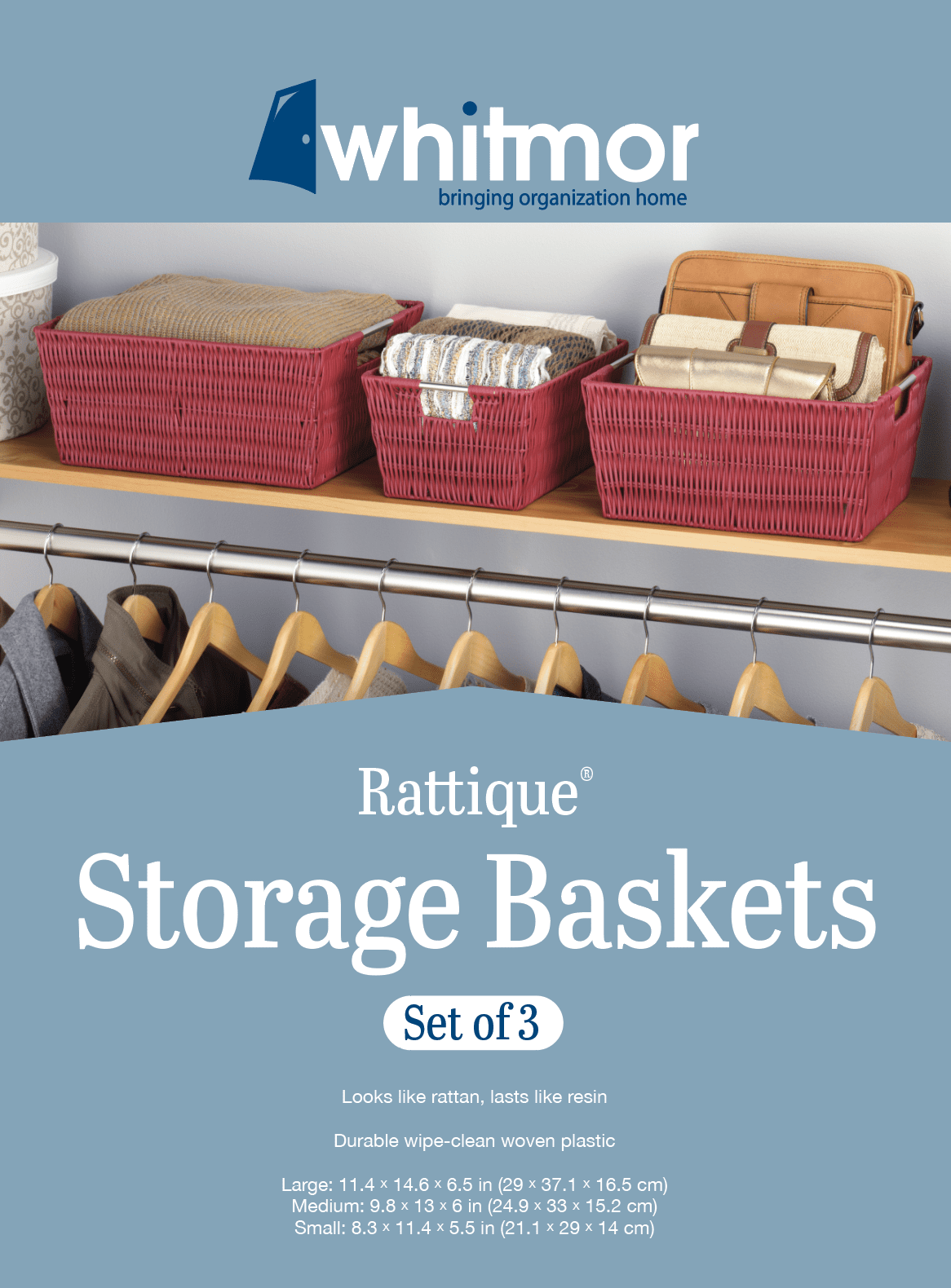 Whitmor RattiqueÃÂ® Storage Baskets - Set of 3 -Red