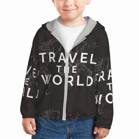 

Lukts Travel The World1 Print Children s Long-Sleeved Sun Protection Clothing Hooded Sweatshirts for Boys and Girls Outdoor Sports-3 Years