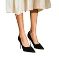thumbnail image 2 of Viluyesy Women's Stiletto Heels Suede Pointed Toe Slip On Dress Pumps Elegant Comfortable Formal Work Party Shoes Black Size 6.5, 2 of 9