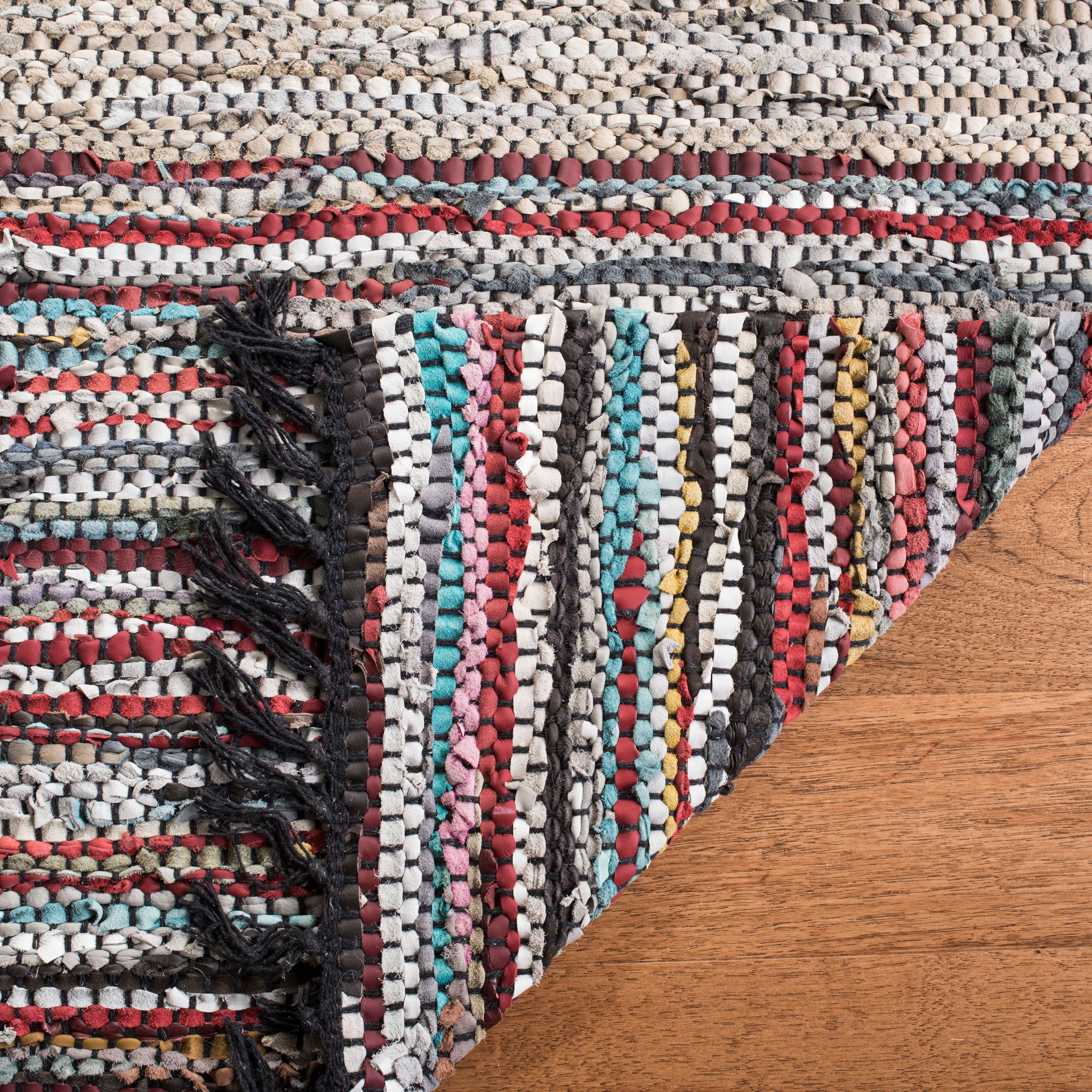 SAFAVIEH Vintage Leather Jantar Striped Braided Area Rug, Beige/Multi, 8' x 10'