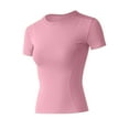 thumbnail image 2 of Akafmk Plus Size Womens Workout Tops,Athletic Tees Shirts,Short Sleeve Tops Solid Color Slim Fitting Round Neck Casual Gym Running Tops, 2 of 4