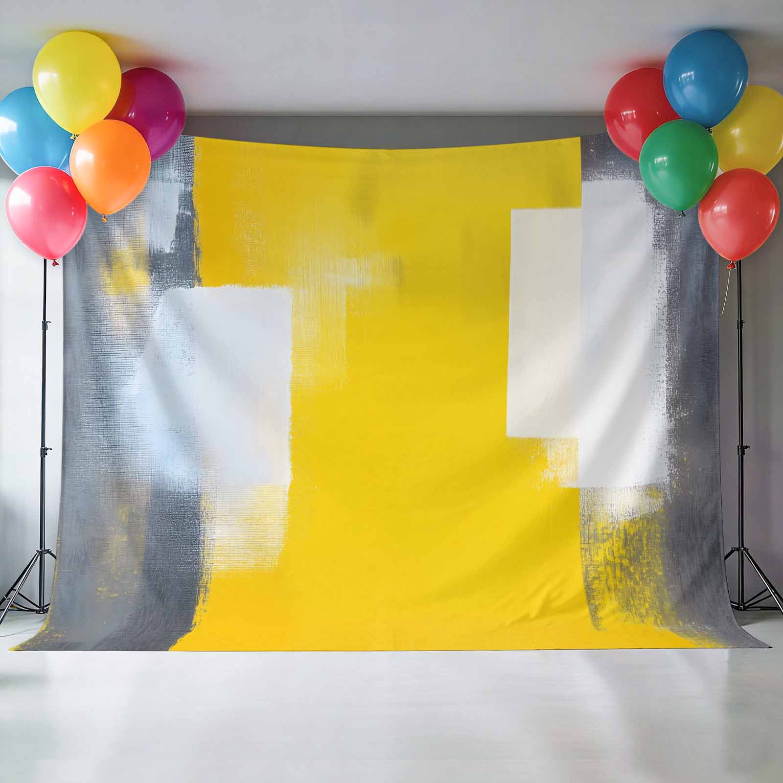 Yellow Grey Backdrop for Photography, Fabric Photo Background Backdrop, Oil Painted Modern Abstract Vintage Photo Booth Background for Portrait Photoshoot Video Wedding Studio Decoration Banner 7x5ft