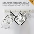 thumbnail image 4 of Yayeee Oven Mitts and Pot Holder Set of 2 Heat Resistant Kitchen Gloves Baking Hot Pad, White Chubby Cat, 4 of 5