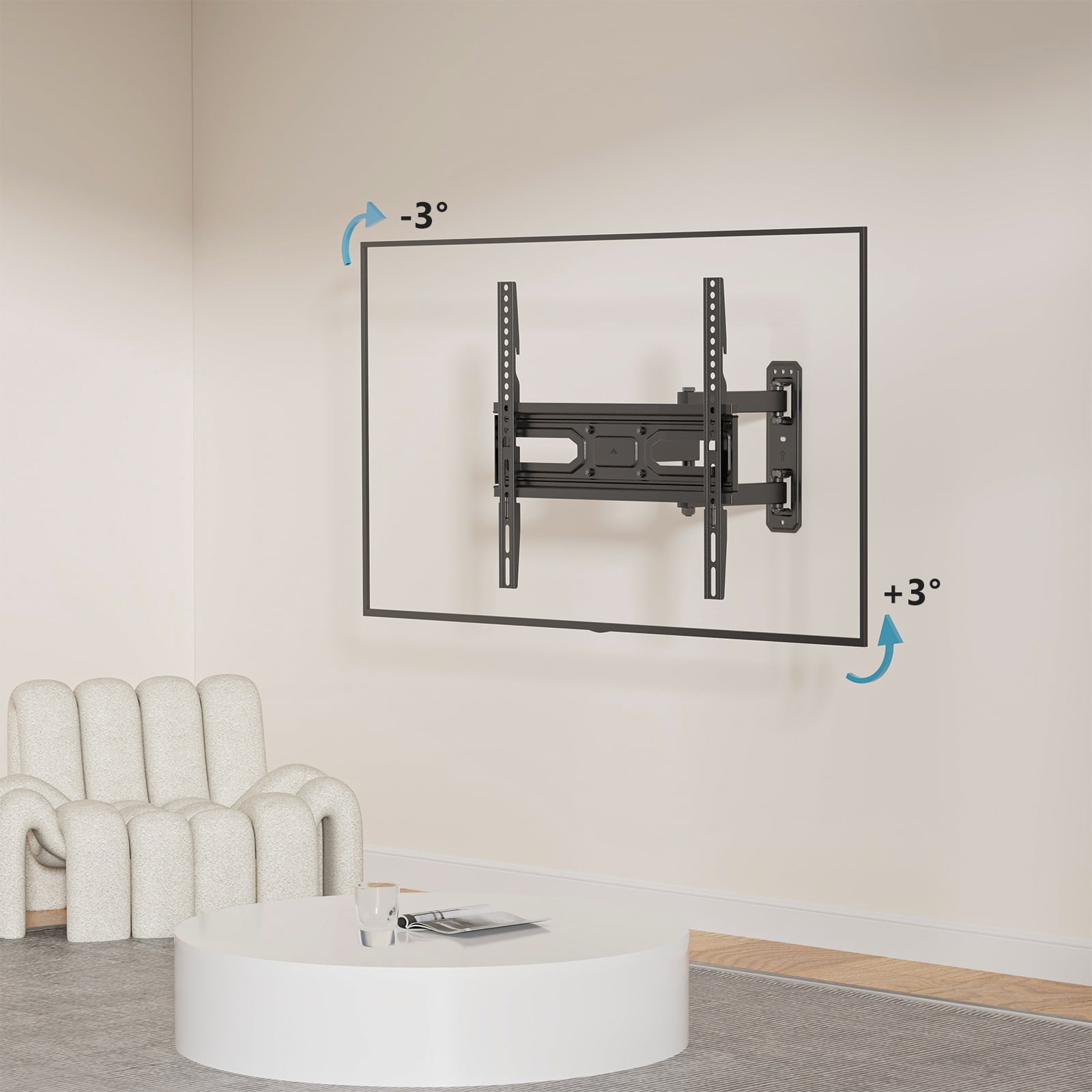 WALI TV Wall Mount for Most 32-70 inch Flat Curved TV, Full Motion Articulating Arm TV Bracket for LED, LCD, OLED Screen TVs up to 88lbs, Mounting Holes 400x400mm (FTM-2), Black