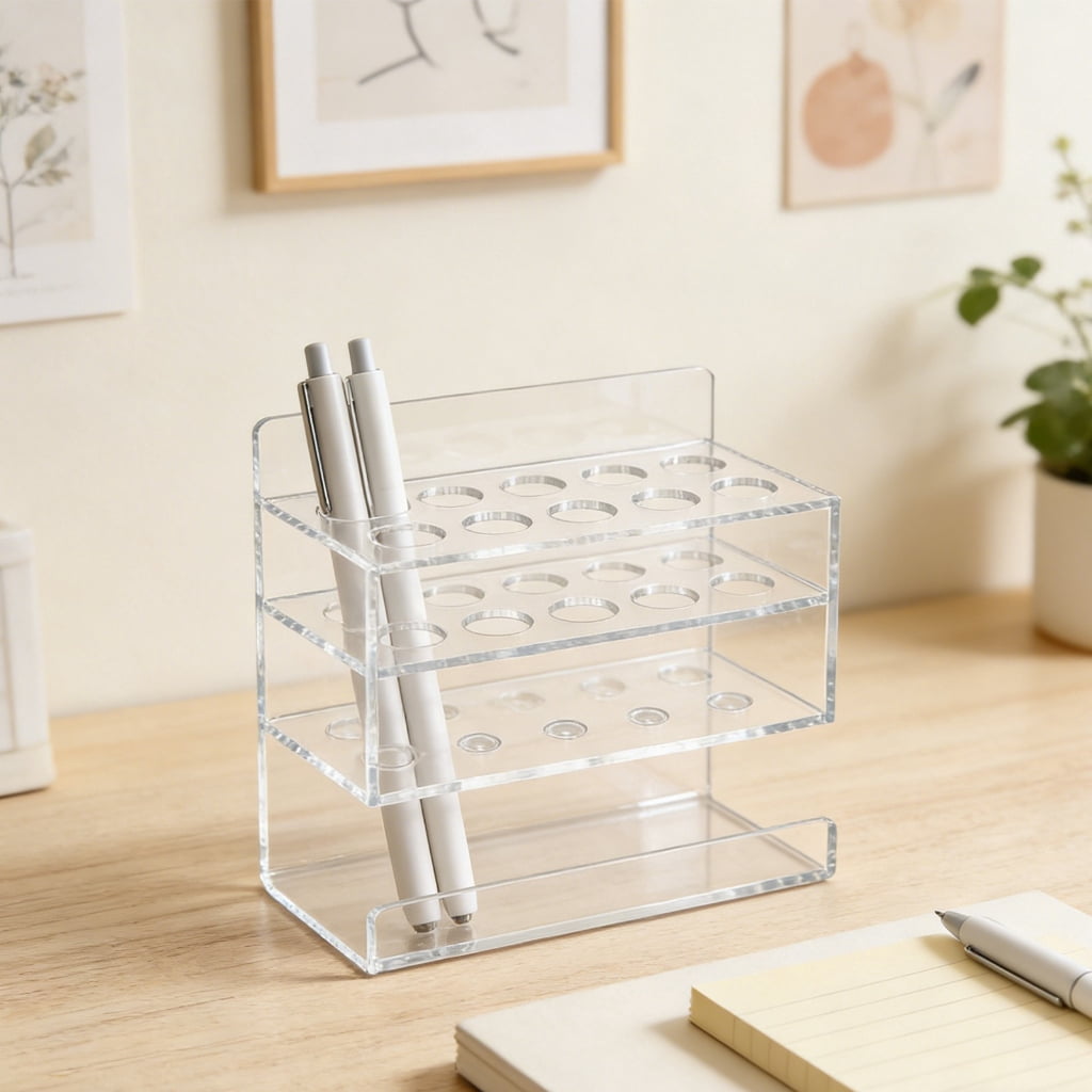 Wall Mounted Acrylic Marker Holder with 10 Slots Sticky Pen Storage Stand Whiteboard Supply Organizers