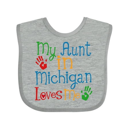 

Inktastic My Aunt in Michigan Loves Me Gift Baby Boy or Baby Girl Bib