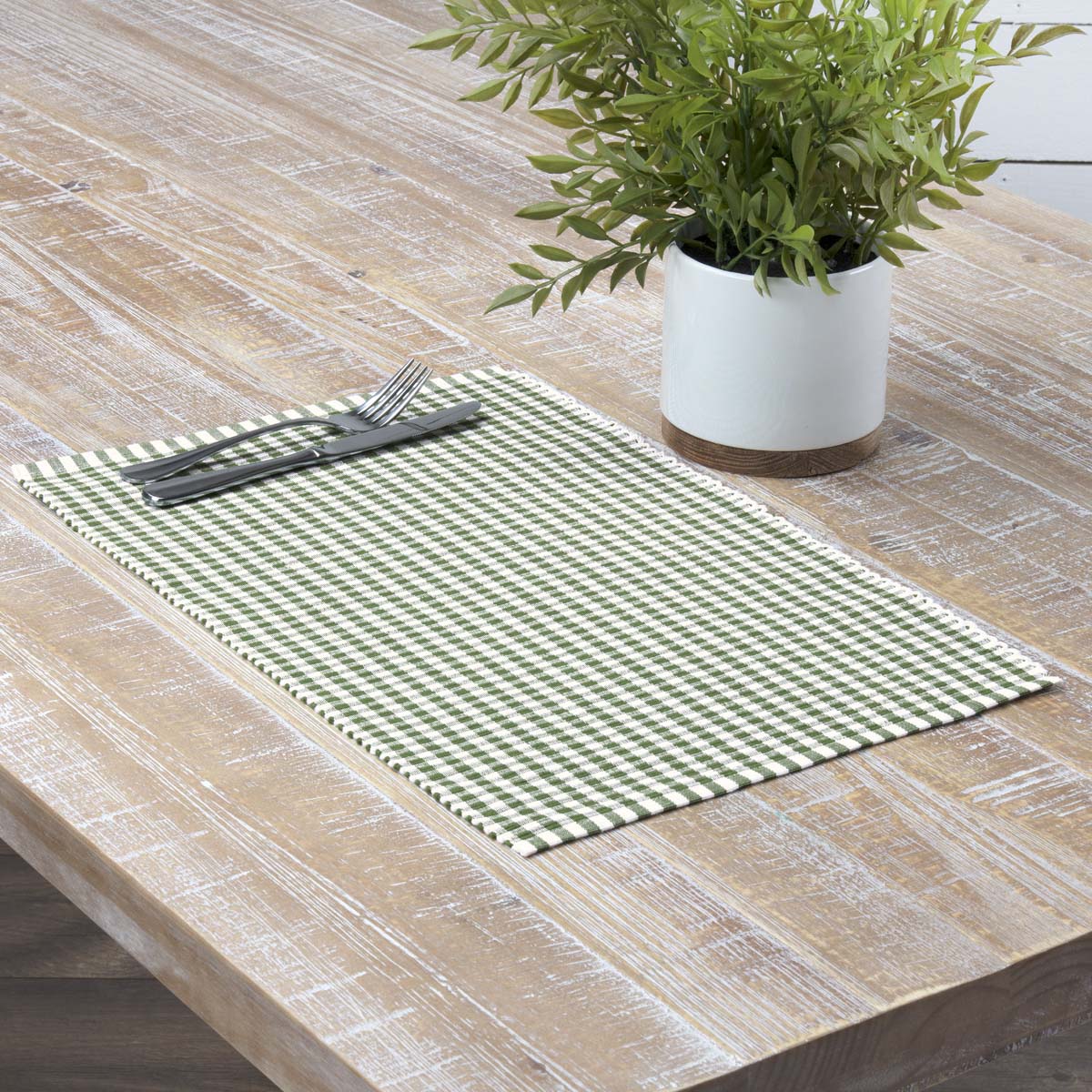 Moss Green Farmhouse Tabletop Kitchen Tara Cotton Plaid Rectangle