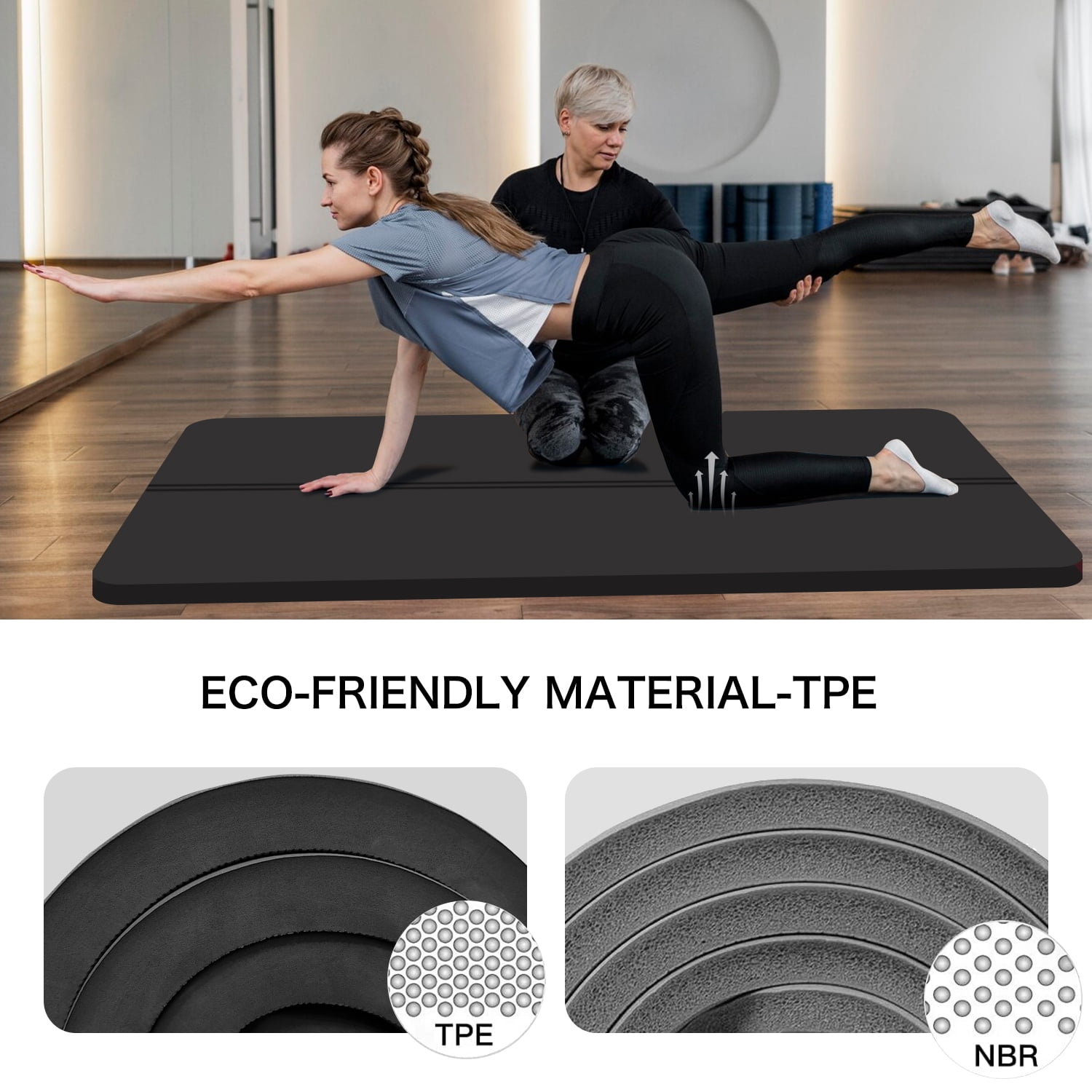 Extra Thickened 30mm Exercise Mat (72" x 32") for Men & Women Non Slip with High Density Large Shock Absorber Pad for Home Gym Travel & Floor Outside Fitness in Black