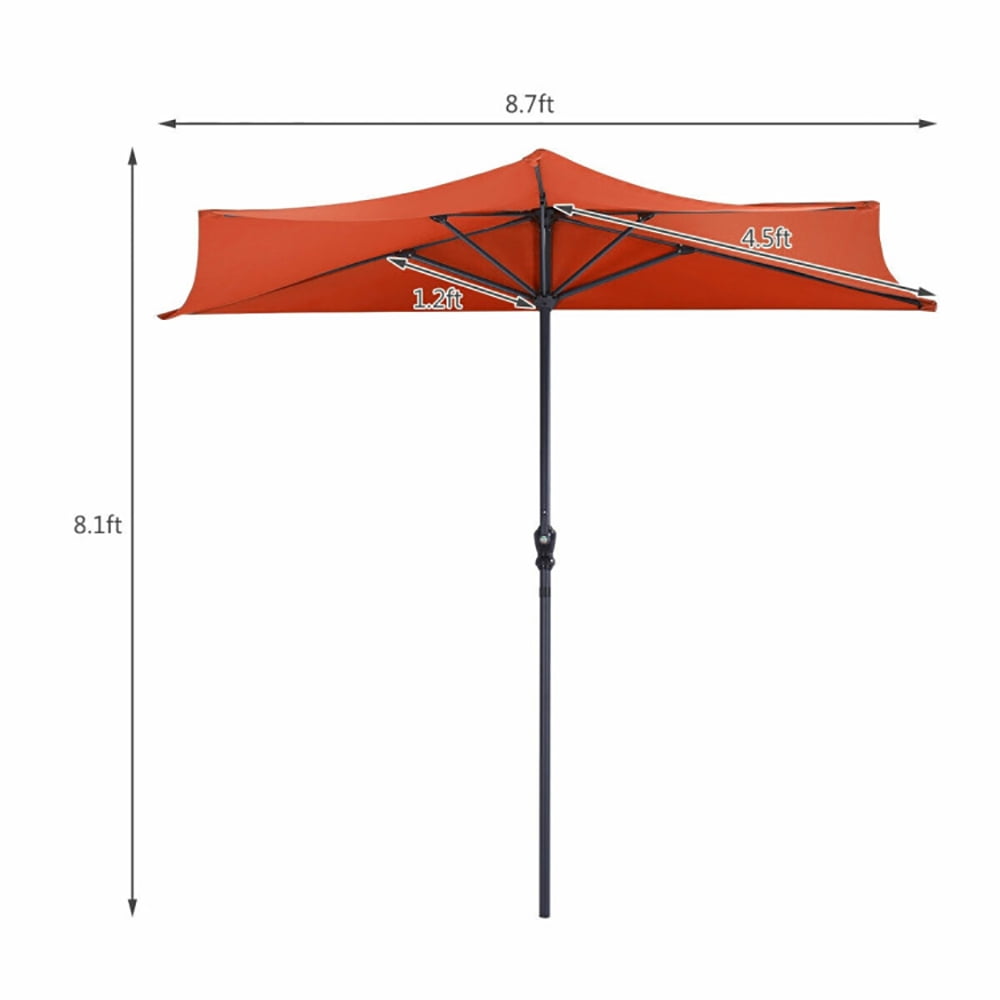 Aimee Lii 9Ft Patio Bistro Half Round Umbrella, Table Umbrella Outdoor Patio, Orange Aimee Lii 9Ft Patio Bistro Half Round Umbrella, Table Umbrella Outdoor Patio, Orange
