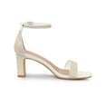 thumbnail image 3 of BLISSFUL STEP Women's Shoes Glitter Ankle Strap Block Heel Prom Sandals White 10, 3 of 7