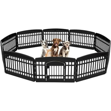 Vinsco USA 24" Exercise 10-Panel Pet Playpen with Door, Dog Cat Playpen, Puppy Playpen, for Small and Medium Dogs, Keep Pets Secure, Easy Assemble, Fold It Down, Easy Storing, Customizable, Black