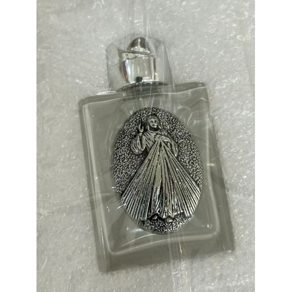 12 Pcs Divine Mercy Glass Holy Water Bottles 0.5 Fl oz Embossed Glass Travel Empty Bottles Church Decorations for Home Wedding, Portable Party Favors