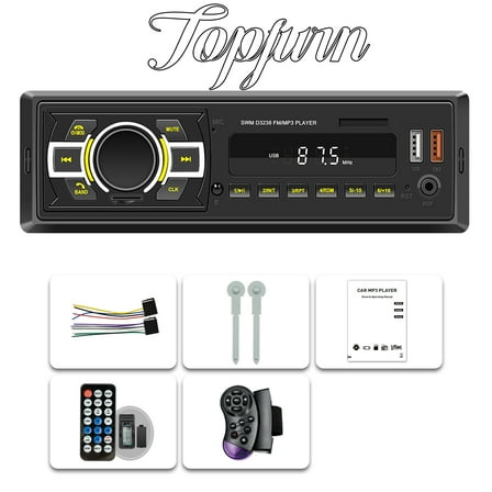 Car Stereo System - Single Din, Bluetooth Audio and Calling Head Unit, Aux Input, USB, AM/FM Radio Receiver