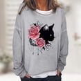 thumbnail image 2 of Moda mujer primavera otoño impreso manga larga cuello redondo Casual Tee Tops Pompotops FGAJ1441, 2 of 5
