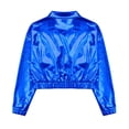thumbnail image 4 of TiaoBug Kids Shiny Metallic Bomber Jacket Boys Girls Motorcycle Baseball Long Sleeve Zip Up Coats Royal Blue 10, 4 of 7