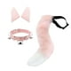 thumbnail image 2 of Conjunto de orejas y cola postizas para disfraz de cosplay, tocado de cuero sintético tipo gargantilla. Rosa, 2 of 9