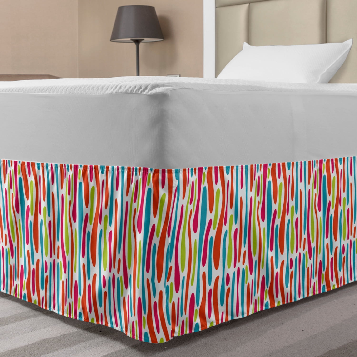 Colorful Bed Skirt, Abstract Formless Color Spots Imagination Design