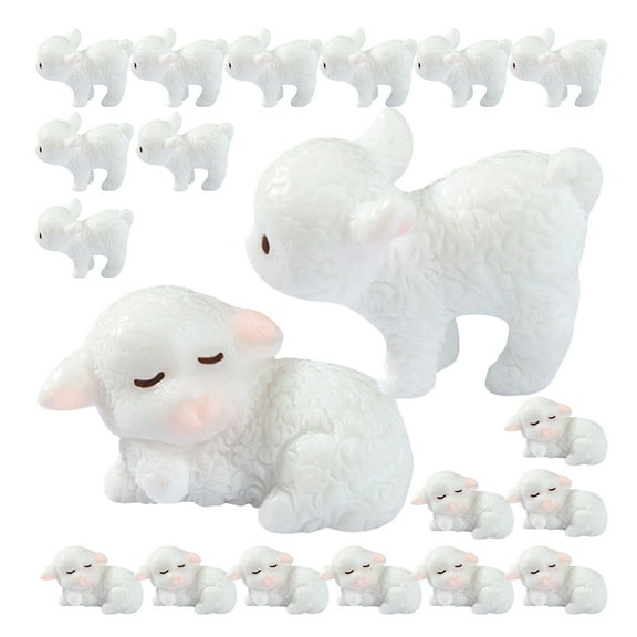Worgeous 20pcs Mini Resin Sheep Models Figurines for Garden Decor Dollhouse Accessories Succulent Flower Pot Layout Ornament Mini Scene Decor