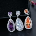 thumbnail image 6 of Classy Silver Plated Red Cubic Zirconia CZ Stone Long Teardrop Dangle Earrings, 6 of 8