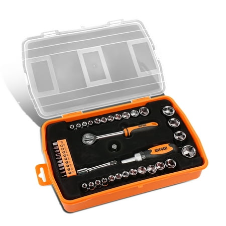 

DNA Motoring TOOLS-00037 Orange / Black Magnetic Screwdriver Socket Home Repair Tool Set