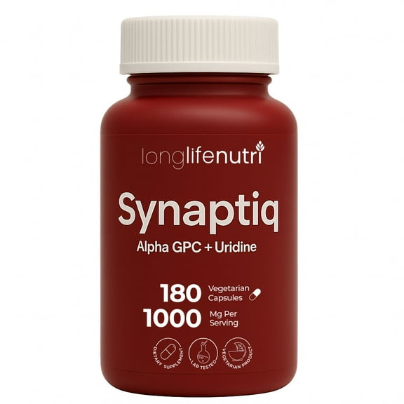 LongLifeNutri Synaptiq 1000mg (Alpha GPC   Uridine Monophosphate) - 180 Vegetarian Capsules for Brain Function