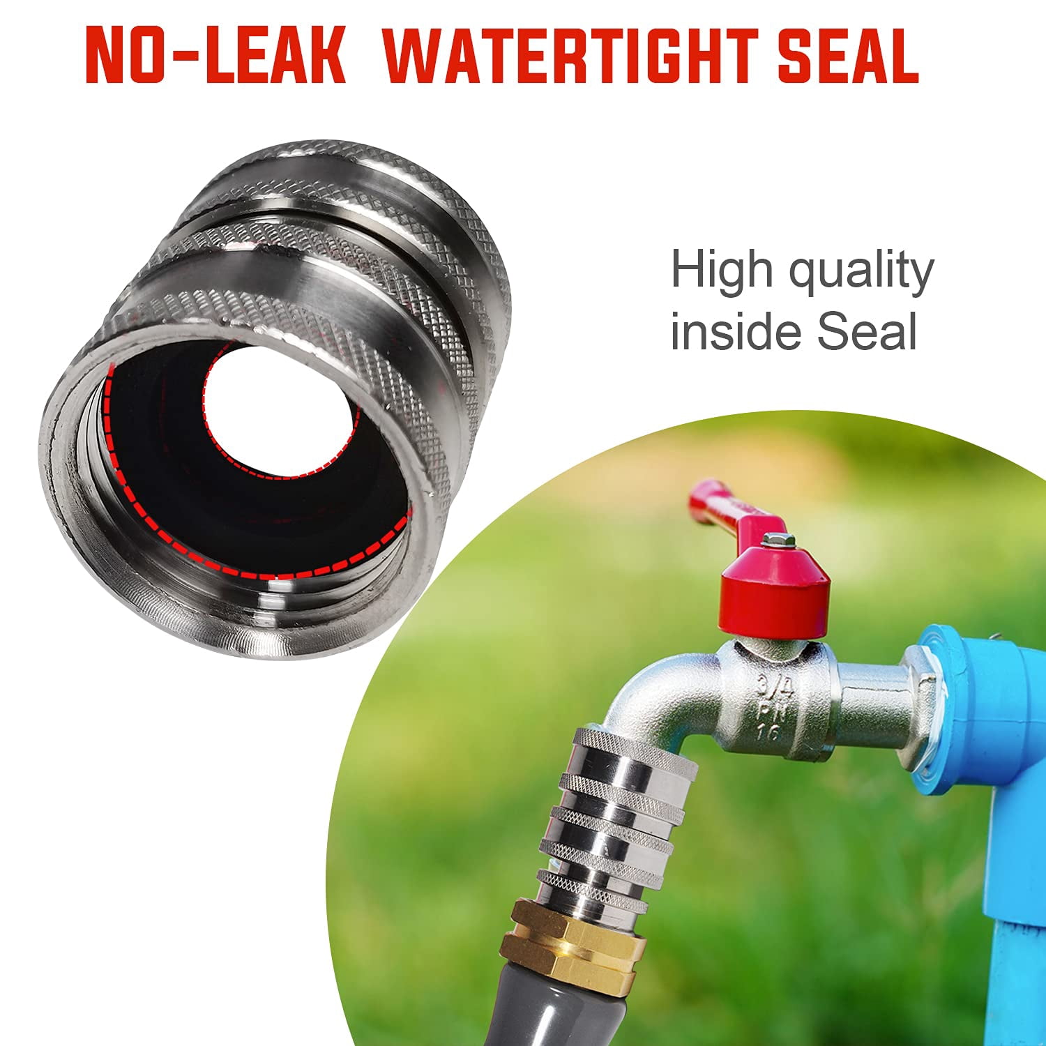 YAMATIC Water Hose Fittings Stainless Steel Garden Hose Quick Connect Water Hose Fittings - 3/4" Thread - Durability and Leak Free Upgrade