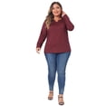 thumbnail image 3 of Unique Bargains Women's Plus Size Round Neck Long Sleeved T-Shirts Loose Tunic Blouses 4X Burgundy, 3 of 6