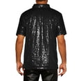 thumbnail image 3 of INSPIRE CHIC Sequin Polo for Men's Sparkle Short Sleeves Club Party Shiny Golf Shirts 3XL Black, 3 of 6