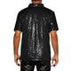 thumbnail image 3 of Polo con lentejuelas INSPIRE CHIC para hombres, camisetas brillantes de golf de manga corta para fiestas en club, XL negro, 3 of 6