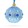 thumbnail image 3 of Luxurious Blue and Silver Jeweled Glass Ball Ornament 3.25 Inches, 3 of 5