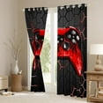 thumbnail image 3 of Manfei Gamepad Curtains and Drapes (52x63),Modern Geometric Honeycomb Blackout Curtains for Bedroom,Neon Red Black Curtains Pack of 2 (52x63) For Boys Kids,Super Cozy Bedroom Decor, 3 of 6