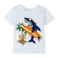 thumbnail image 4 of HILEELANG 2-7T Toddler Little Boys 3-Pack T-Shirts Dinosaur Shark Surf Graphic 100% Cotton Short Sleeve Summer Tees Blue Yellow White 2T 3T 4T 5T 6T 7T, 4 of 5