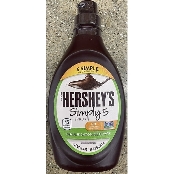 Hershey's SIMPLY 5 Genuine CHOCOLATE Flavor Syrup 21.8 Oz Bottle FREE SHIP