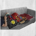 thumbnail image 6 of Indie Soft Flannel Fleece Throw Blanket, Monster City Theme Funny Characters with Speech Bubbles Floral Swirls Hearts Stars, Cozy Plush for Indoor and Outdoor Use, 50" x 70", Multicolor, by Ambesonne, 6 of 6