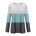 thumbnail image 5 of Shirts for Women Women's Loose Casual Leisure Long Sleeve Round Neck Collar Patchwork T-Shirt Top, 5 of 6