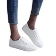 thumbnail image 3 of NOKIO White Sneakers for Women Womens Tennis Shoes Women's Fashion Leather Sneakers Lace up Casual Shoes for Walking Comfortable Non Slip Shoes Fashion Lace Up Flat, 3 of 9
