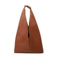 thumbnail image 1 of Pure Color Handbag Tote Women PU Big Capacity Shopping Shoulder Bag (Brown), 1 of 8