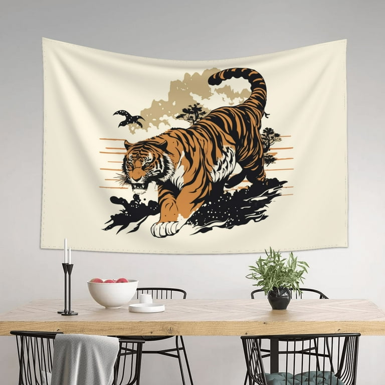 ZNDUO Colorful Vintage Style Japanese Tiger Tapestry, Wall