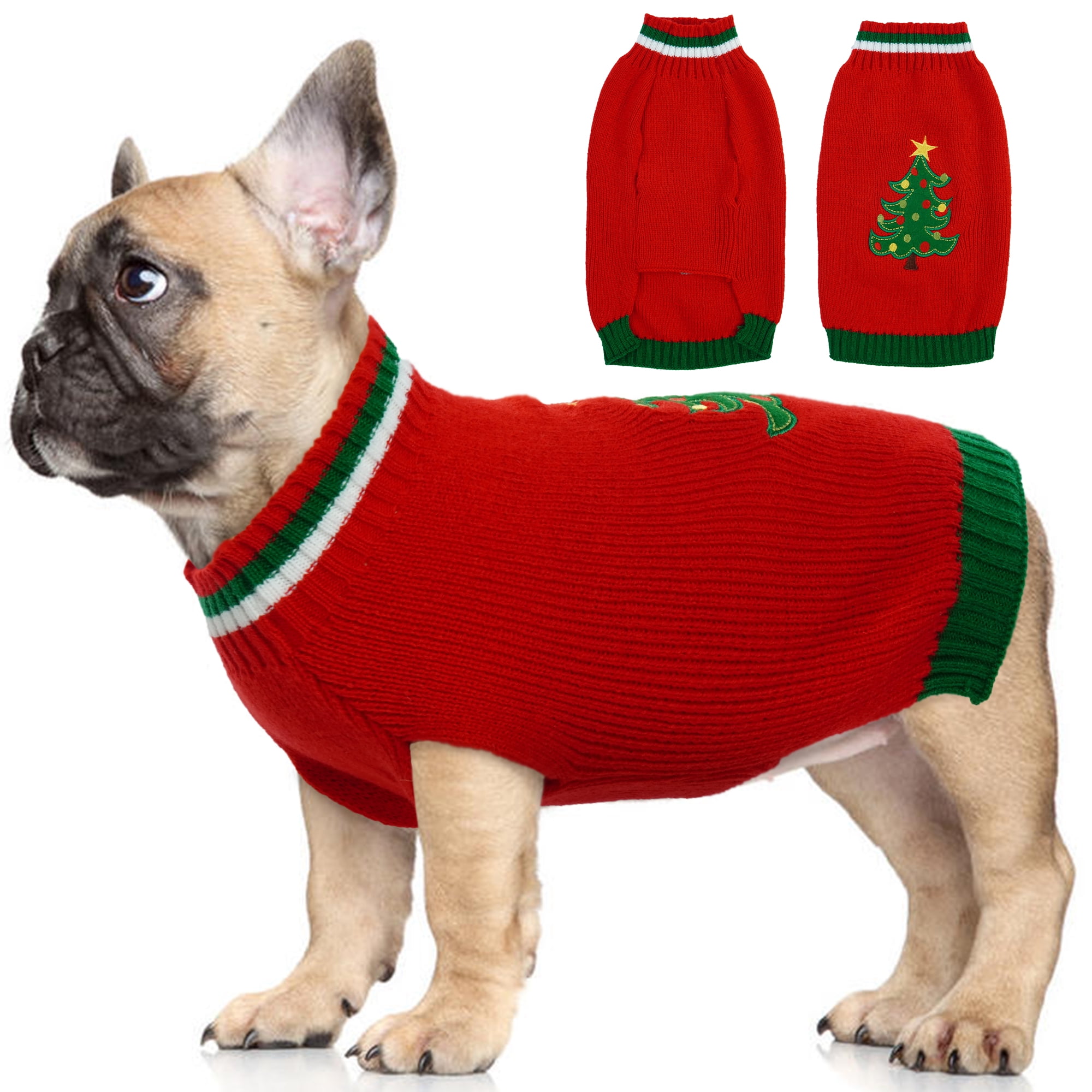 PUMYPOREITY Dog Sweater Christmas Tree Holiday Pet Clothes Warm Dog