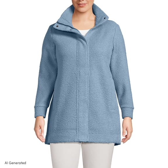 Lands' End Women's Plus Size Boucle Fleece Coat