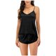 thumbnail image 1 of Conjunto de pijama de satén de seda para mujer con tirantes finos y pantalones cortos sin mangas para estar en casa, 1 of 6
