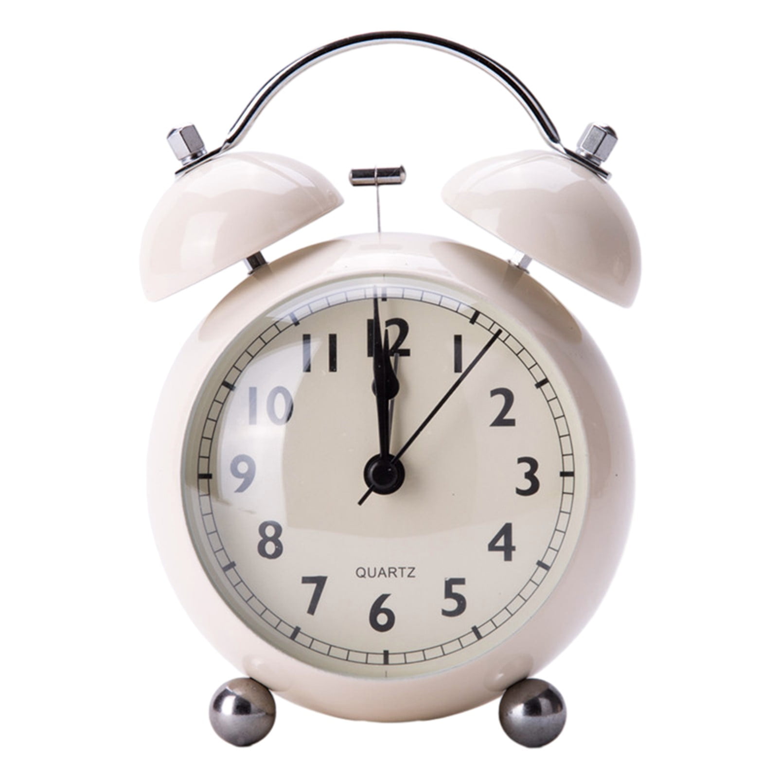 HIKVEX Vintage Alarm Clock Twin Bell Extra Loud Battery Classic Backlight Bedroom Decor for Home Classroom Decoration Present White