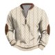 thumbnail image 2 of Ceisia Men's Vintage Diamond Print Half-Zip Sweatshirt | Slim Long-Sleeve Winter Casual Top Gift, 2 of 8