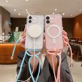 thumbnail image 4 of Transparent Magnetic Phone Case For iPhone 16 15 14 13 Mini 12 11 Pro XS Max XR 8 7 Plus Crossbody Strap Rope For Magsafe Cover LUHAN, 4 of 6