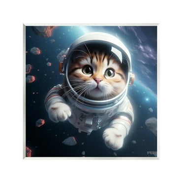 Stupell Industries Astronaut Cat in Space Animals & Insects Painting Unframed Art Print Wall Art, 12 x 12