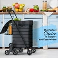 thumbnail image 6 of Stairs Climbing Shopping Cart w/Waterproof Basket Liner and 360° Swivel Wheels | Foldable Collapsible and Lightweight | Perfect for Groceries Laundry Utility Cart - Black, 6 of 12