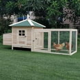 thumbnail image 3 of Spaco 77inch Wooden Chicken Coop with Nesting Box, Cute Outdoor Hen House with Removable Tray, Ramp Run, for Garden Backyard, Brown, 3 of 11
