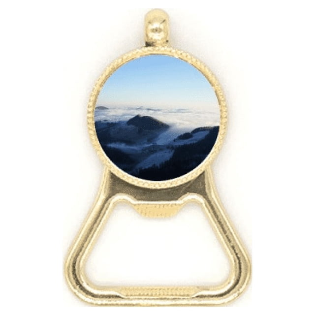 Mountain Sky Clouds Fog Nature Town Beer Bottle Cap Opener Stainless Steel Key Chain