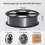 Geeetech 3D Printer Silk Silver PLA Filament 1.75mm,Metal-like Shiny Consumable 1kg (2.2lbs) 1 Spool